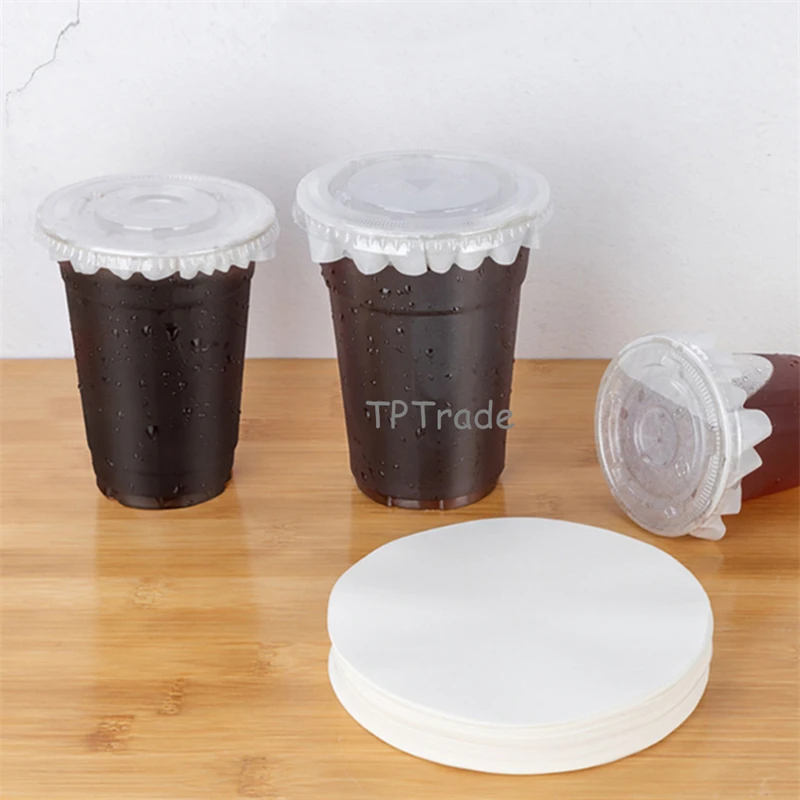 1000/3000pcs Cold Drinks Coffee Spill Proof Round Shape Leak Proof Paper Films Kitchen Supplies 70-95/98-110mm Milk Tea Cup