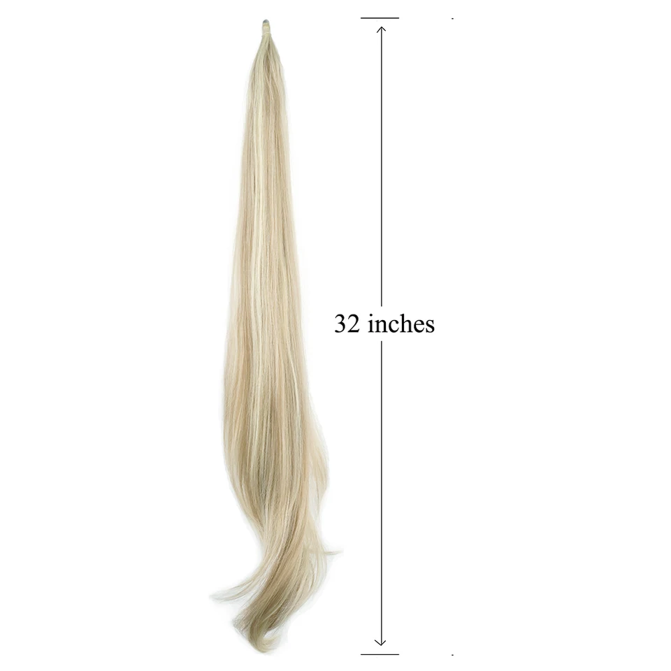Soowee coleta larga en capas sintética extensión rubia cola de caballo flexible postizos 4