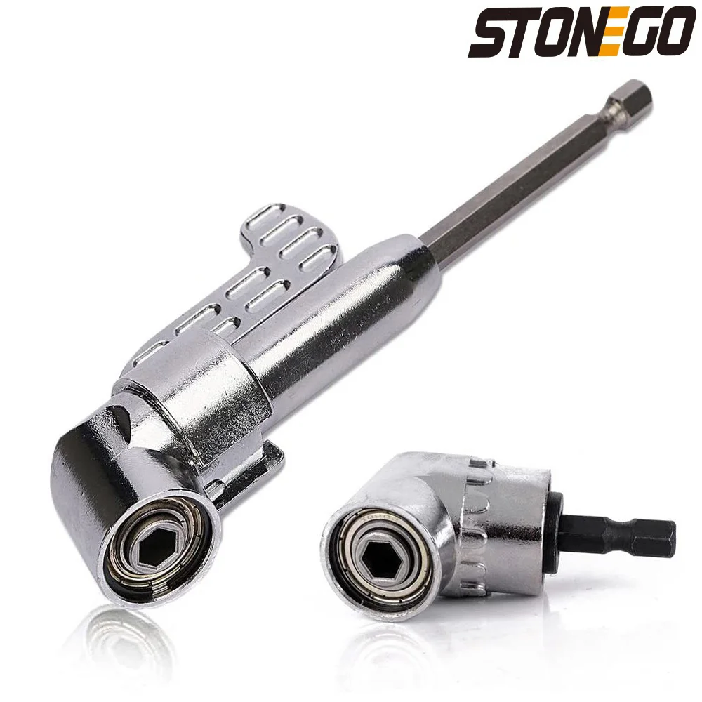 STONEGO 1PC 105 Degrees 1/4" Extension Hex Drill Bit Adjustable Hex Bit Angle Driver Screwdriver Socket Holder Adaptor Tools