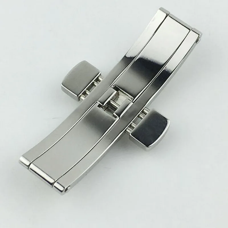 High Quality 316L Metal Watch Band Buckle 4 5 6mm Watchband Strap Silver Stainless Steel Clasp Butterfly Button For Longines