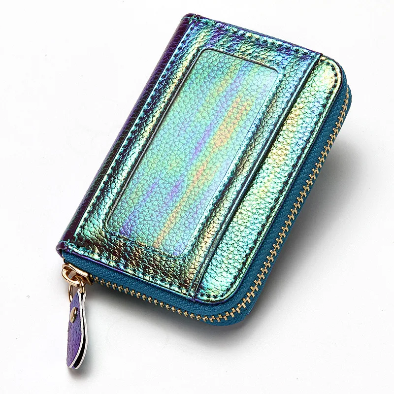 Novo 1PCS Business Card Holder Titular De Cartão De Crédito De Couro Mulheres Zipper Pocket Unisex Card Case Zipper Coin Purse