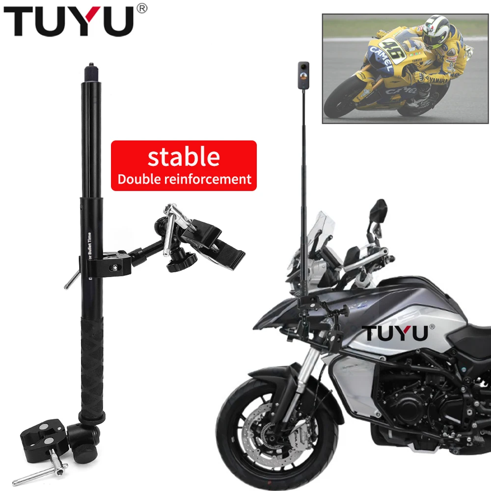 Motorcycle Bike Invisible Selfie Stick Monopod Handlebar Mount Bracket for GoPro Max 10 DJI Insta360 One X2 R Camera Accessories