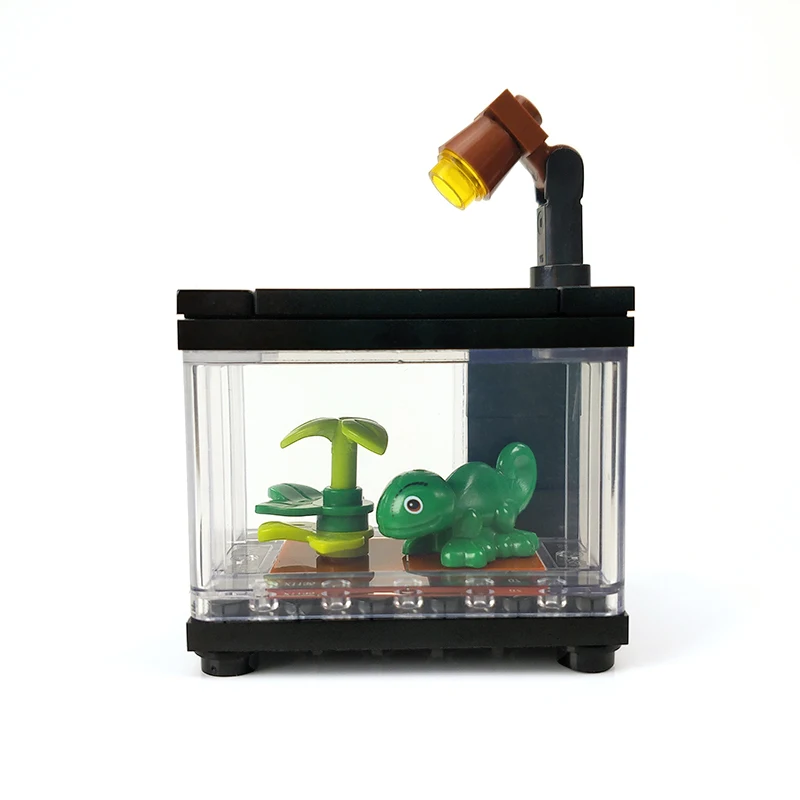 Klein Deeltje Bouwstenen Reptiel Huisdier Doos Vis Kreeft Sier Tank Creatieve Speelgoed Aquarium Modellering Scene Decoratie