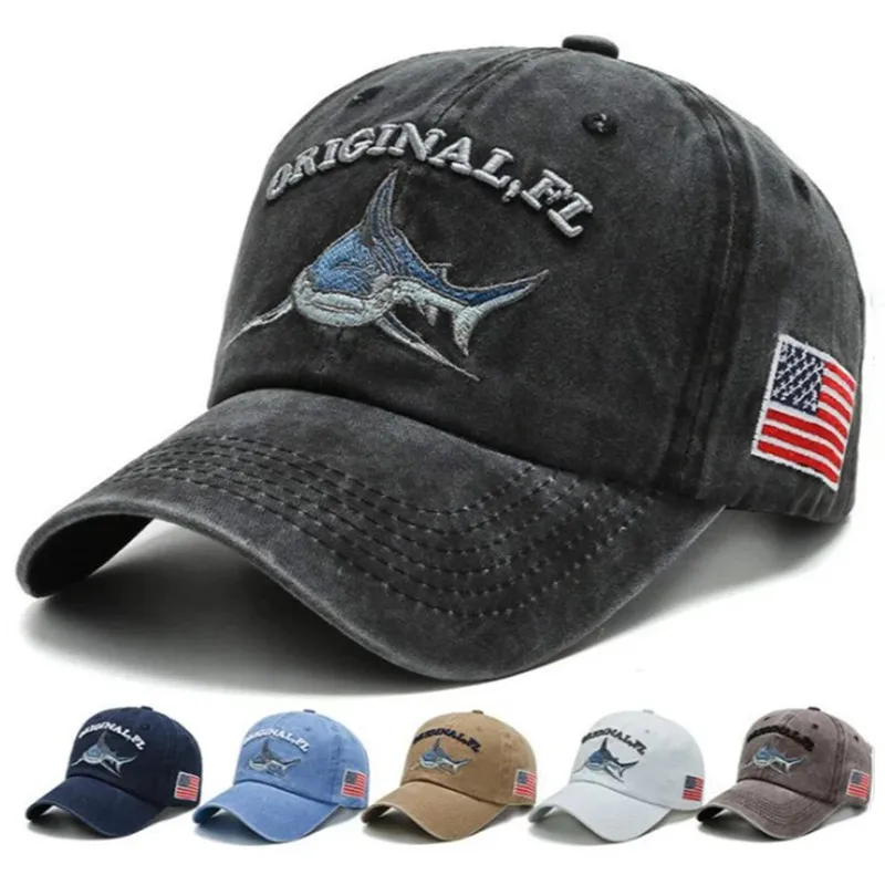 baseball caps men Shark American Flag men hats Animal Snapback Hat Trump hip-pop Casual USA Hat Retro Cotton Gorras Trucker Hat