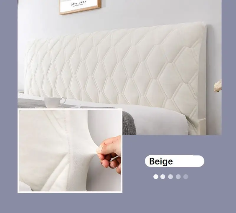 All-Inclusive Superweiche, glatte, gesteppte Kopfbedeckung, verdickter Samt-Kopfteilbezug, einfarbig, Staubschutz für die Rückseite des Bettes – Detail 14