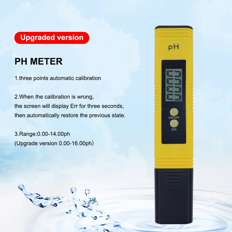 PH Meter 0.01 PH Tester di qualità dell'acqua ad alta precisione con campo di misura 0-14, adatto per acquario, piscina