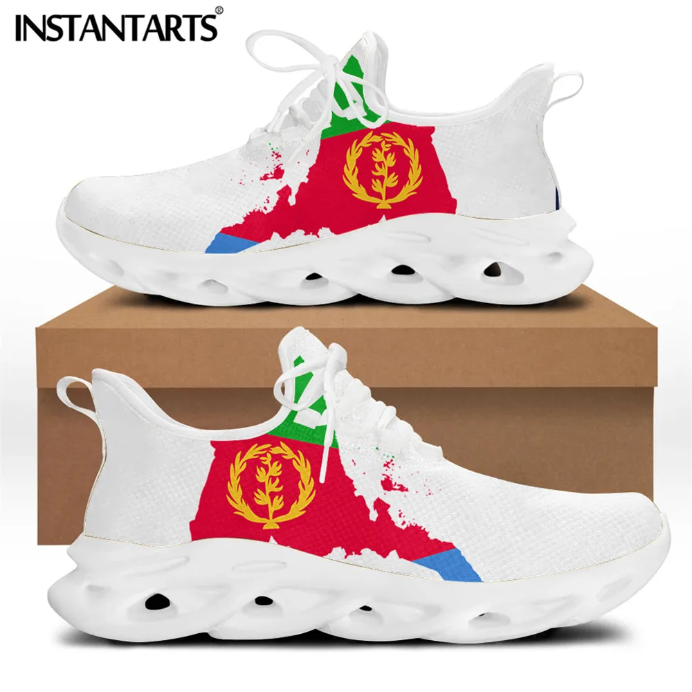 INSTANTARTS Eritrea/Jamaica/Congo/Haiti Flag Fashion Men Sneakers Casual Shoes Lace-up Light Walking Footwear Zapatillas Hombre