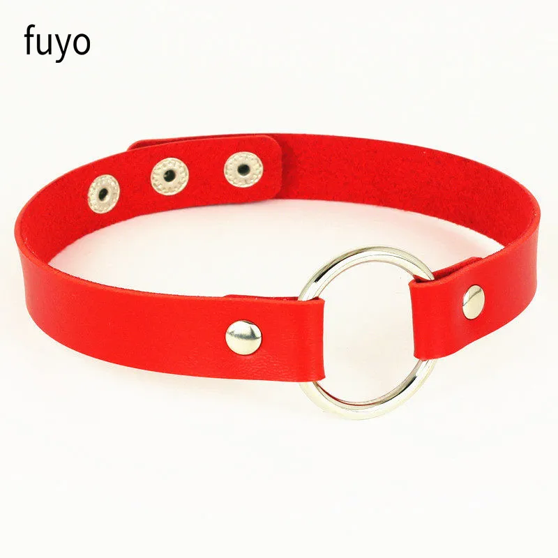 Collier Ras du Cou Gothique en Cuir PU pour Femme, 1 Pièce, Punk, Rond, Amour, raq, Bijoux