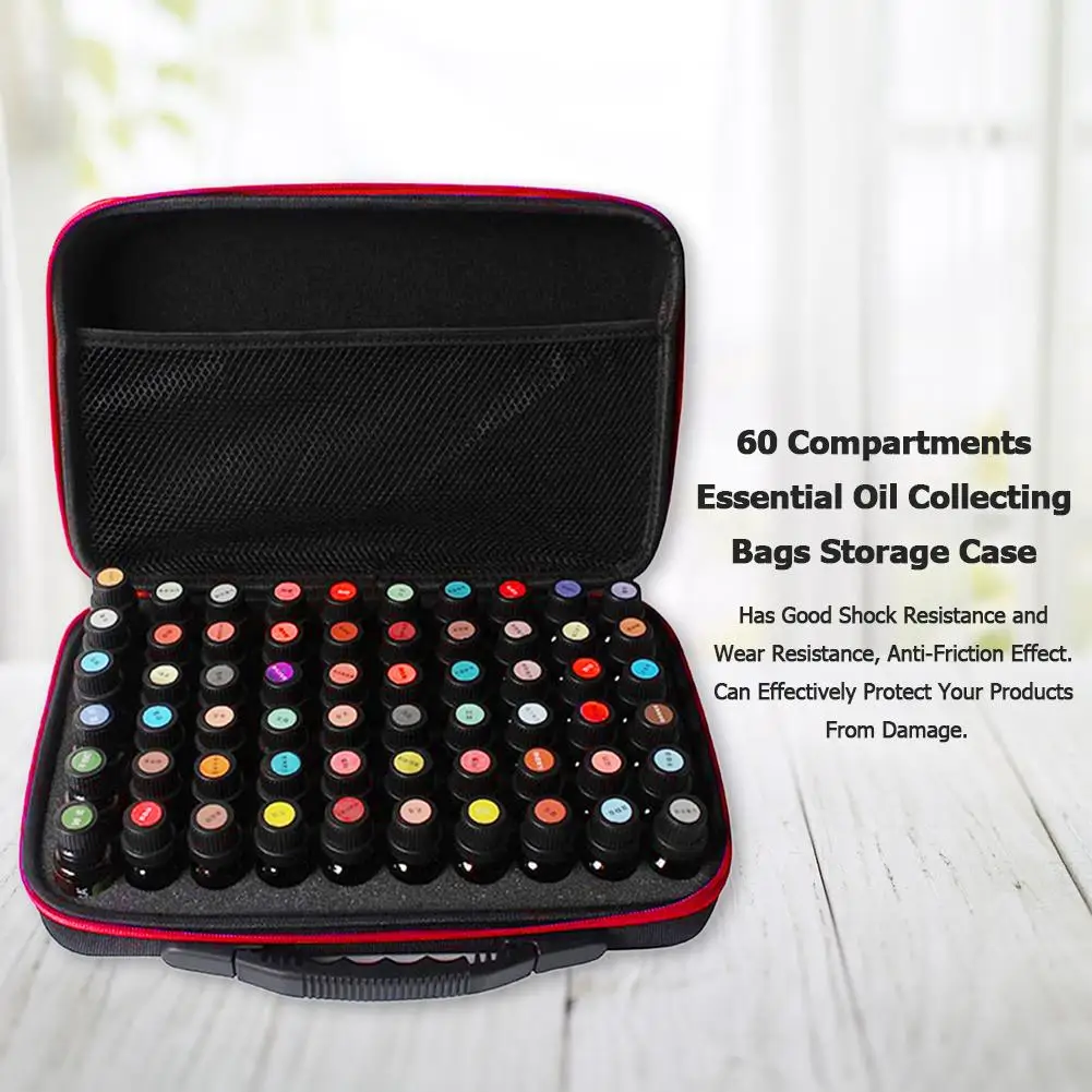 30/60 Bottles Essential Oil Case 10ML 15ML Perfume Oil Essential Oil Box Travel Portable Carrying Holder Nail Polish Storage Bag