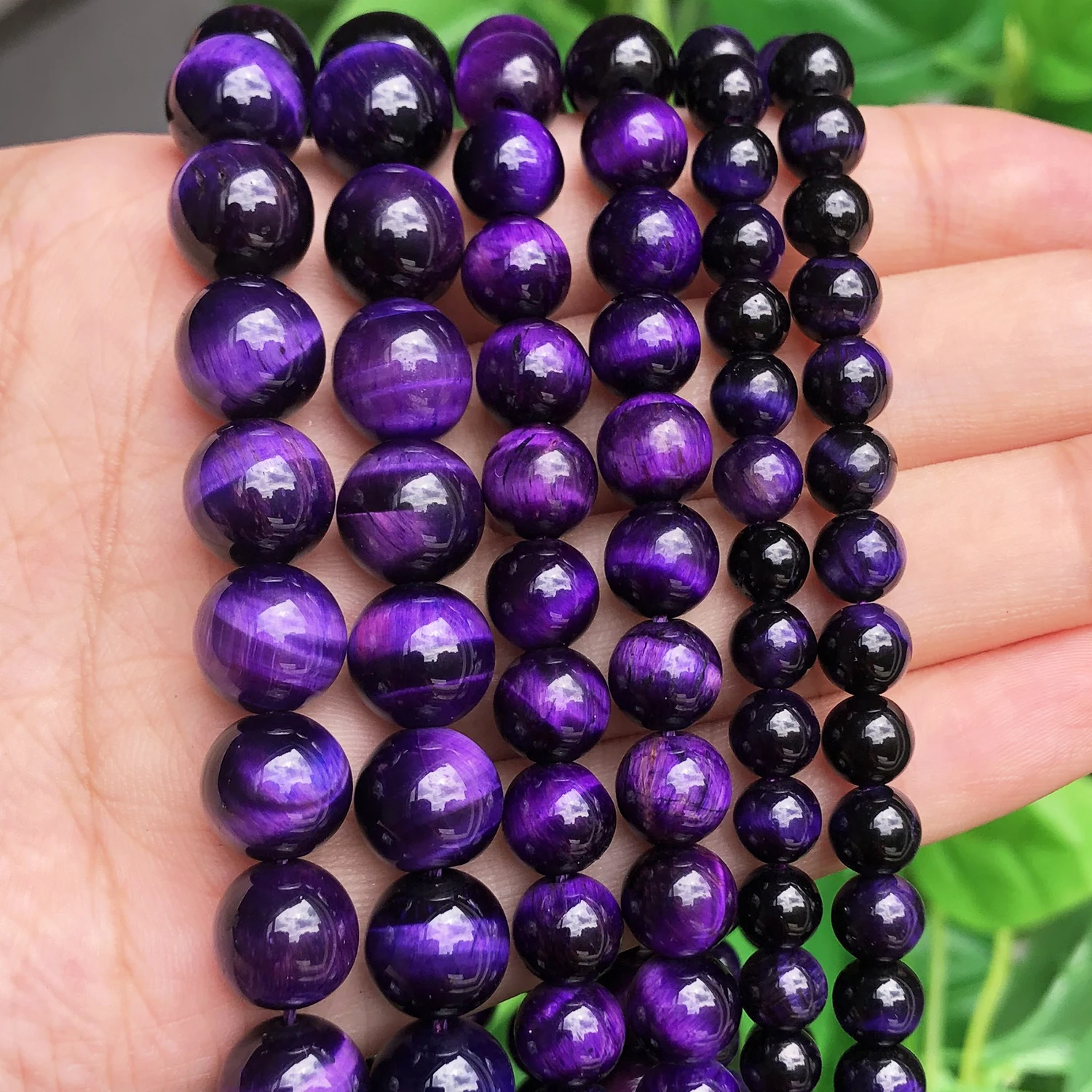 A++ Purple Tiger Eye Stone Beads Natural Loose Round Spacer Beads for Jewelry DIY Bracelet Earrings Accessories 15'' 6 8 10 12mm