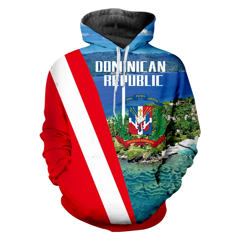 Dominican Republic National Flag 3d Print Men Hoodie Long Sleeve Sweatshirts Jacket Pullover Tracksuit Autumn Outwear Hoodies