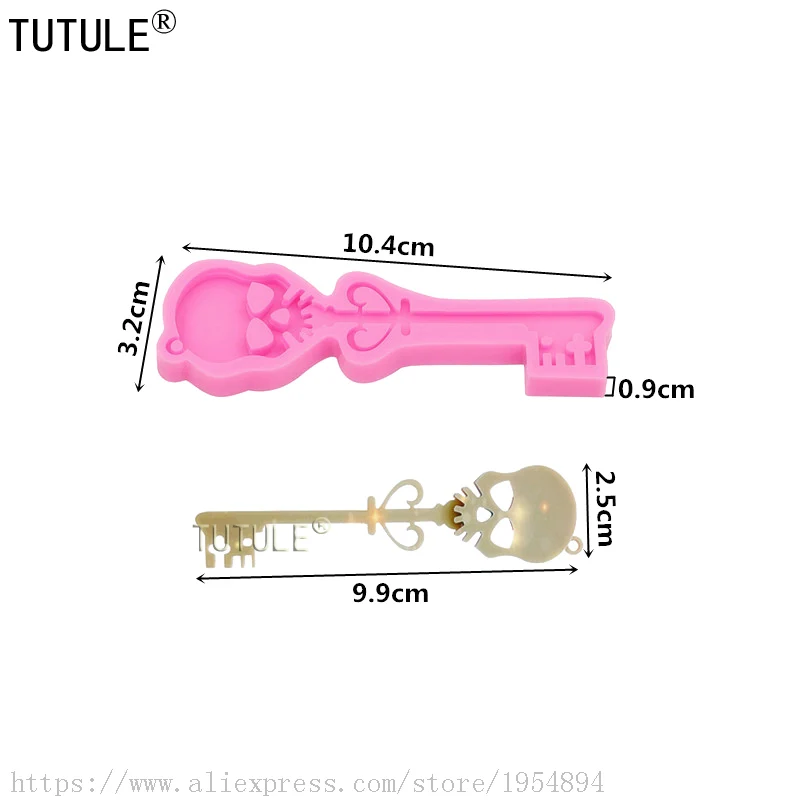 Skull key silicone mold, Skeleton Key for Fondant, Chocolate , Clay, Resin, Crafts or Food Mold, with keychain hole Resin Mold