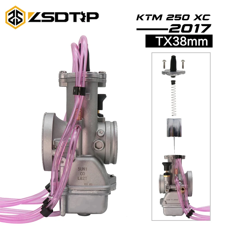 

ZSDTRP For 2T Engine 2 Stroke 200-350cc Motocross 36mm/38mm/40mm Carburetor Motorcycle MIKUNI TX38 Carburetor 250 XC 2017