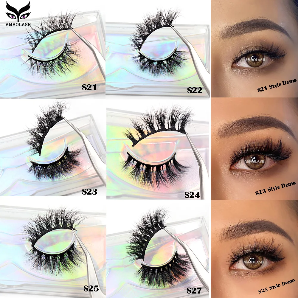 AMAOLAS Eyelashes 3D Lashes Makeup Mink Eyelashes Soft Fake Lashes kit Mink Lashes Extension mink  Handmade Reusable Eyelashes