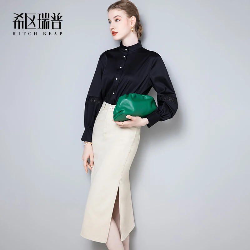 High End Temperament Skirt Mid Length Autumn And Winter Fashion Split Corduroy High Waist Hip Wrap Skirt