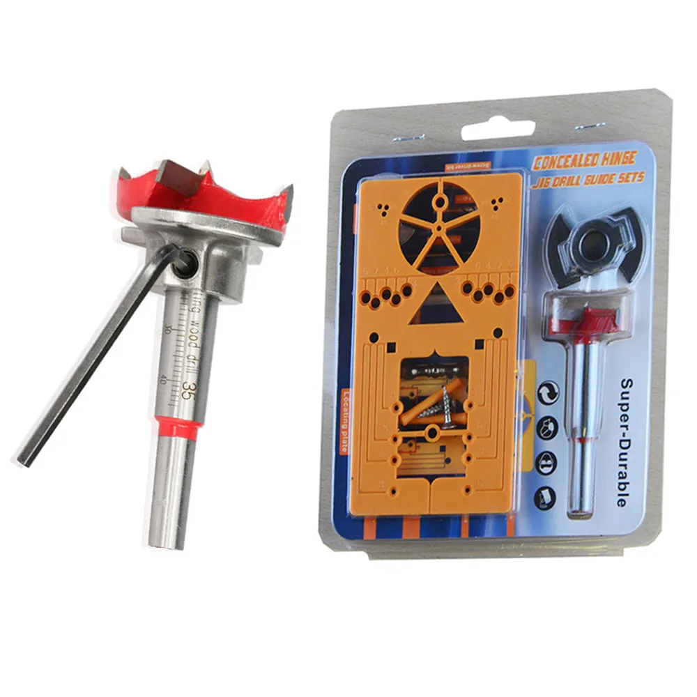 NEW 35mm Woodworking Hole Locator Drill Bits Jig Kit Drill Guide Set Hole DIY Carpentry Tool