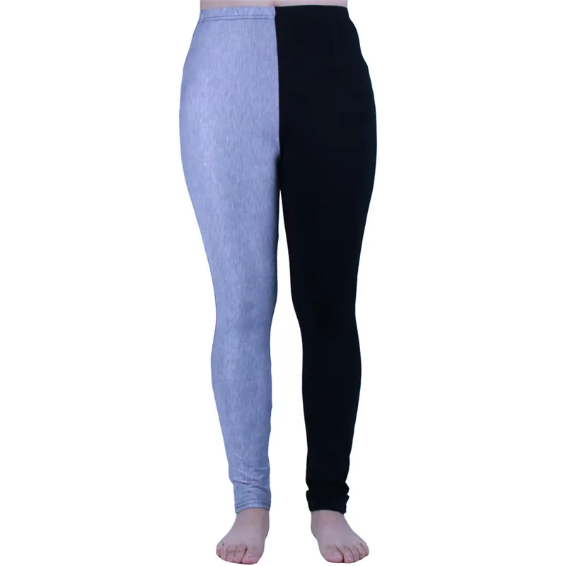 Babbytoro-Two Toned Split Color Leggings para mulheres, calças de treino modal tornozelo, branco e preto, tamanho grande, 7XL, 6XL, 5XL, XS, 2025