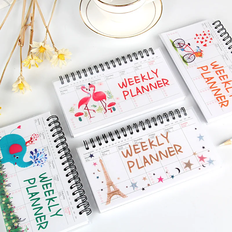 Flamingo Notebook Cartoons Weekly Planner Agenda Monthly Kawaii Libreta Planificador To Do List Semanal Carnet Cahier Notepad