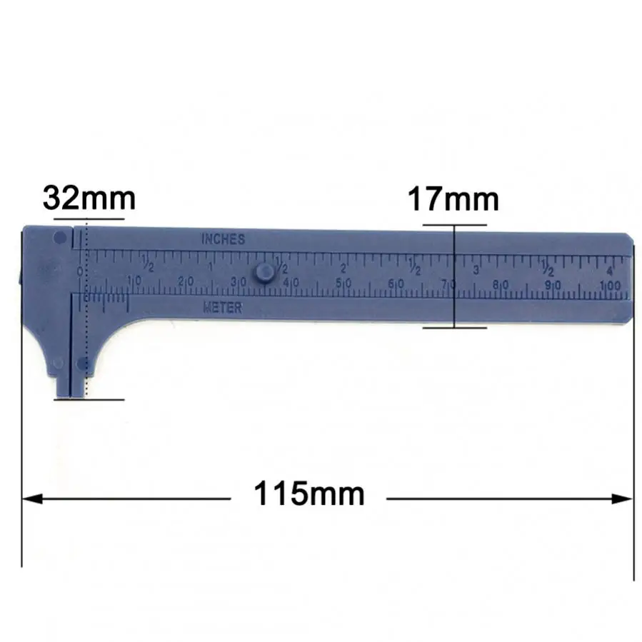 0-100mm Mini Vernier Caliper Gauge Measurement Tool Double Scale Ruler Plastic Vernier Caliper Portable Measuring Tool