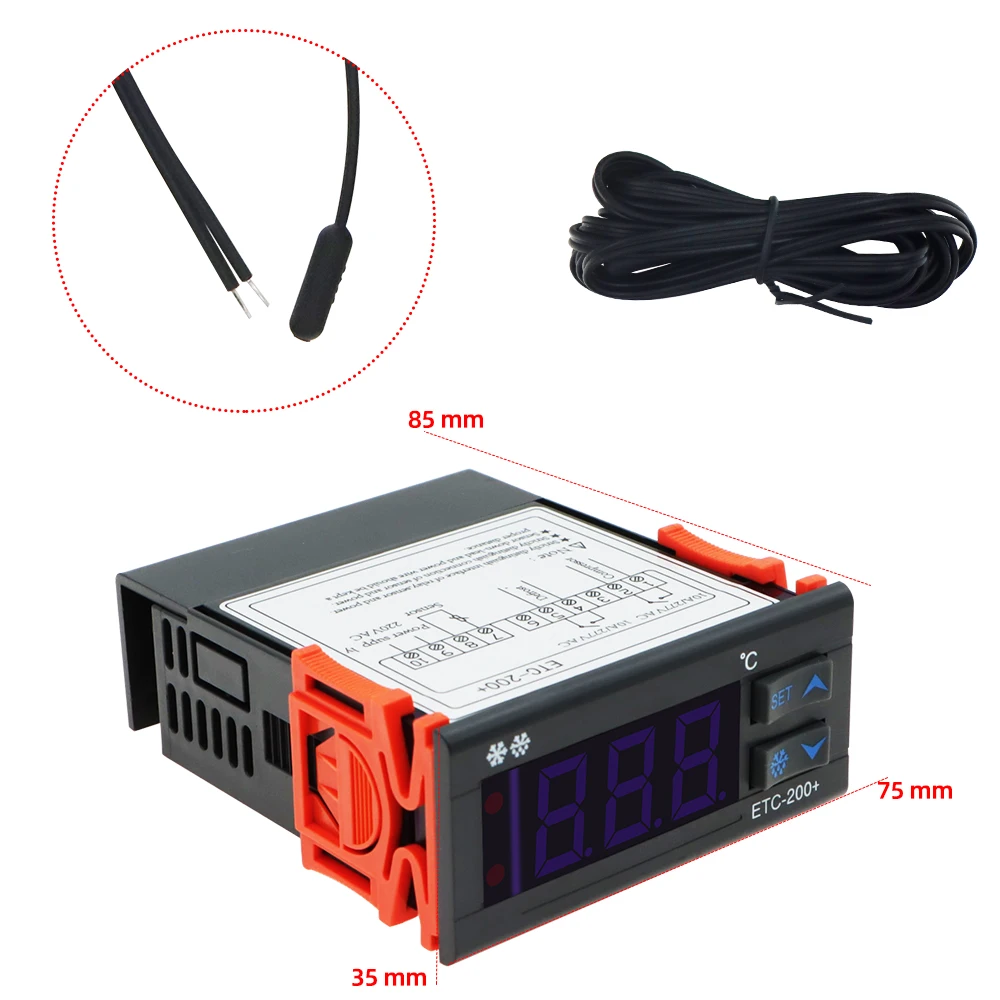 220V Thermostat Temperature measurement and controller Digital Thermostat Refrigeration Defrosting Alarm ETC-200+