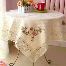Ribbon Embroidery Tablecloth, Round and Square, Home Hot Table Mat, Dinner Table Cover, Beauty, New Arrival, FG760