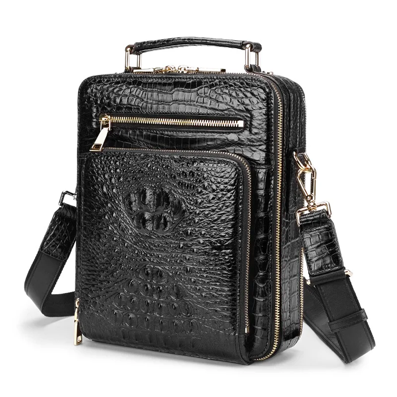 2022 New Designer Luxury Crocodile Leather Men's Shoulder Bag Leisure Capacity Man Messenger Bag Business Vertical Briefcase 50