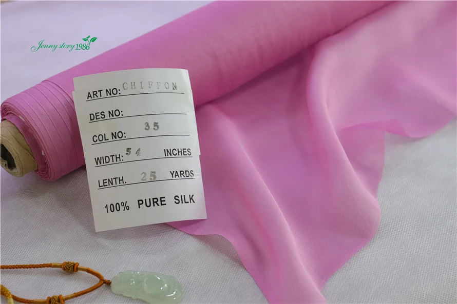 factory Wholesale 3M silk dress scarf Chiffon pink white lined scarf fabric 140 width wedding dress Natural healthy silk