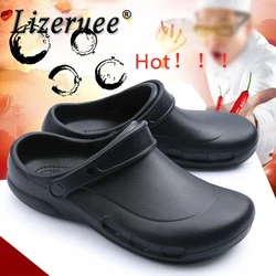 FUQIAO Men EVA Sandals Men's Chef Kitchen Working Shoes Super Anti-slip Anti-oil Summer Breathable Hotel Cook Work Slippers