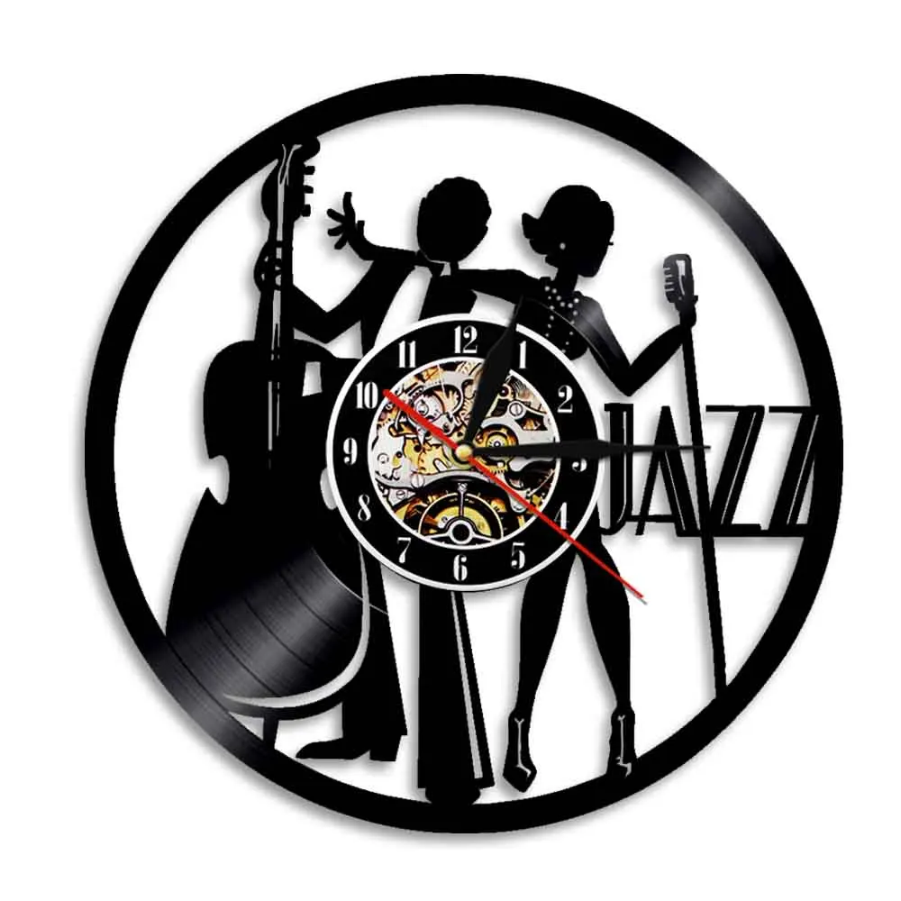 Melody Singer Performance Art Decor Wall Clock Jazz Rock Band Vinyl Record Wall Clock Music Room Wall Decor Gift For Jazz Lover