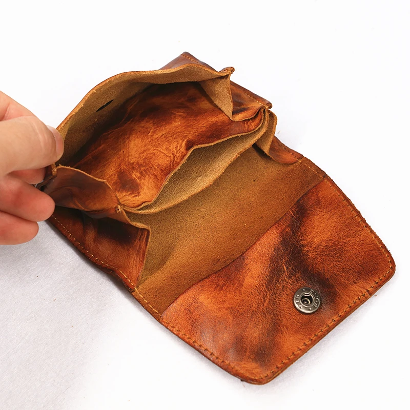 Genuine Leather Wallets Card Holder Men Women Vintage Short Credit Card Holders Coin Purse Case Small Slim Wallet For Male