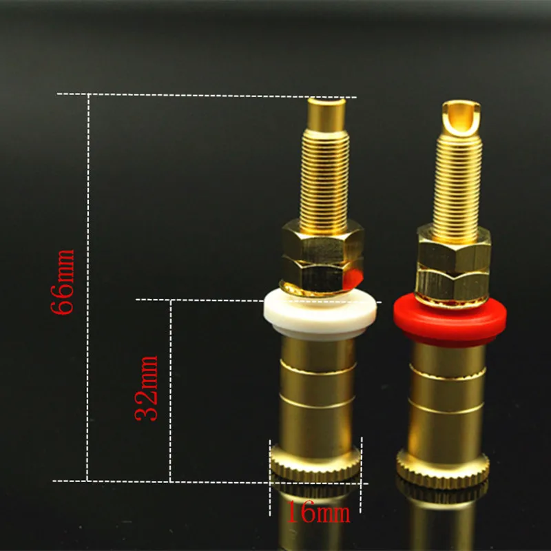 Kupfer-Binding Post, sandplattiert, vergoldet/versilbert/rot, Kupferverkabelung, lange und kurze Pfosten, Lautsprecherkabel-Zubehör, 4 Stück