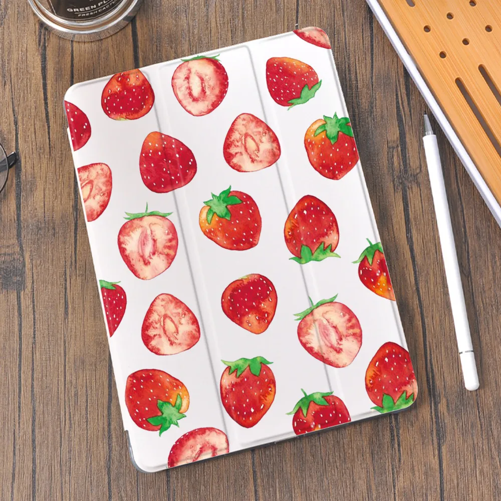 

Strawberry Fruit For 10.2 iPad Case Air 4 Pro 10.9 2020 With Pen Holder 7th 8th Generation 12.9 Pro 2018 Mini 4 5 Silicone Case