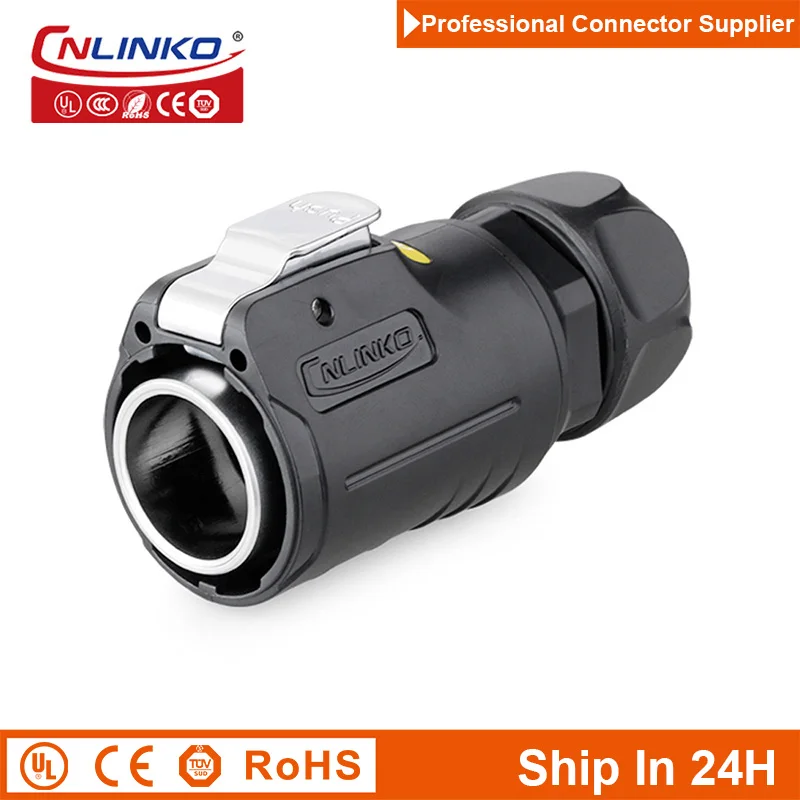 Cnlinko LP24 Plastic M24 Waterproof Ethernet 8pin Cat5e RJ45 Signal Connector Plug Receptacle for Network Telecom LED Billboard