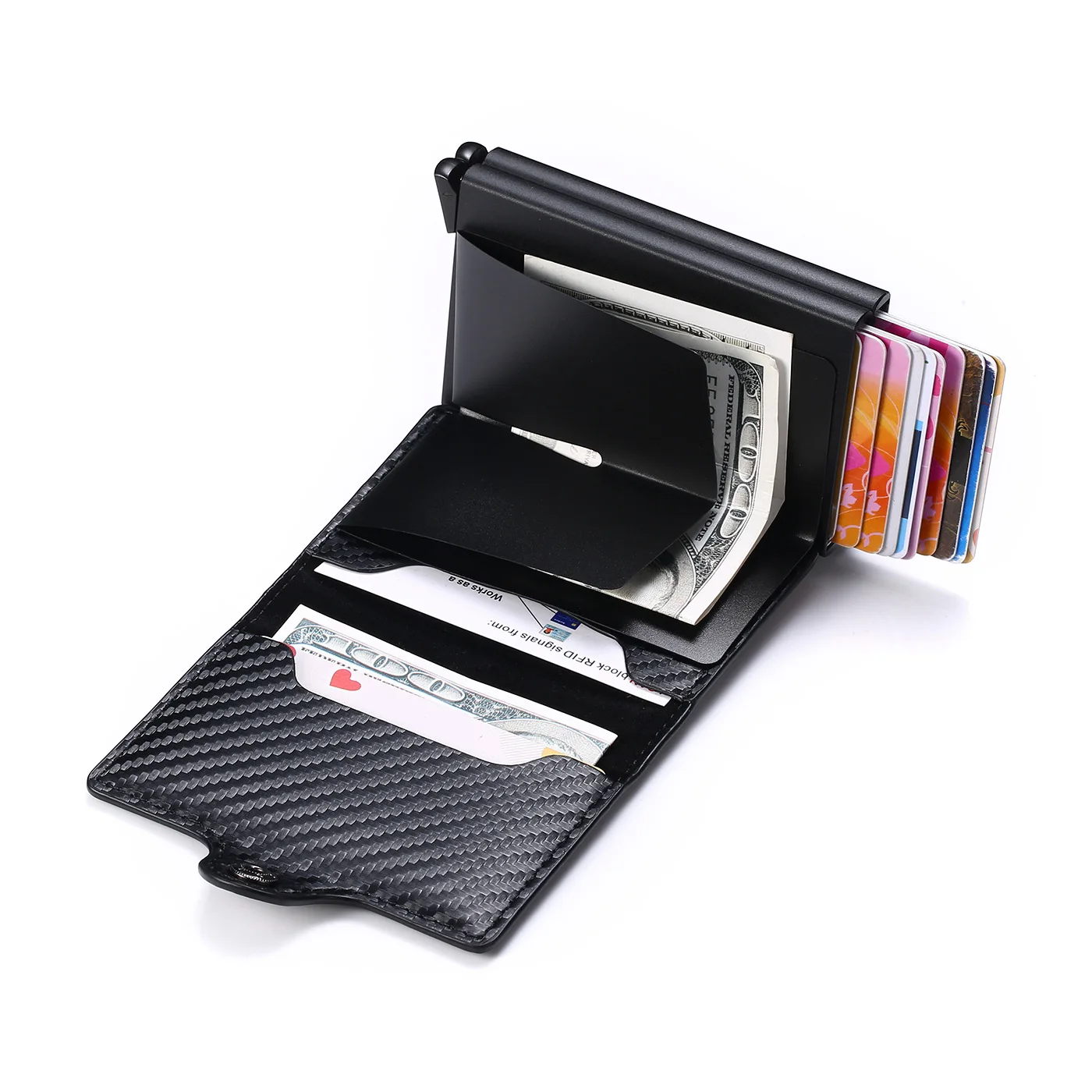Neue Rfid Männer Karte Brieftaschen Carbon Faser Dünne Mini Brieftasche 14 Karte Halter männer Brieftasche Kleine Geld Tasche kurze Männliche Geldbörsen – Detail 18