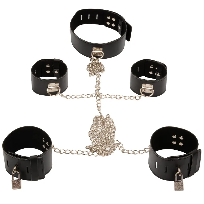 Esposas de cuero para el cuello, almohada para el tobillo, juego de Bondage BDSM, grilletes para el cuello, bondage erótico, restricción, Juguetes sexuales para adultos