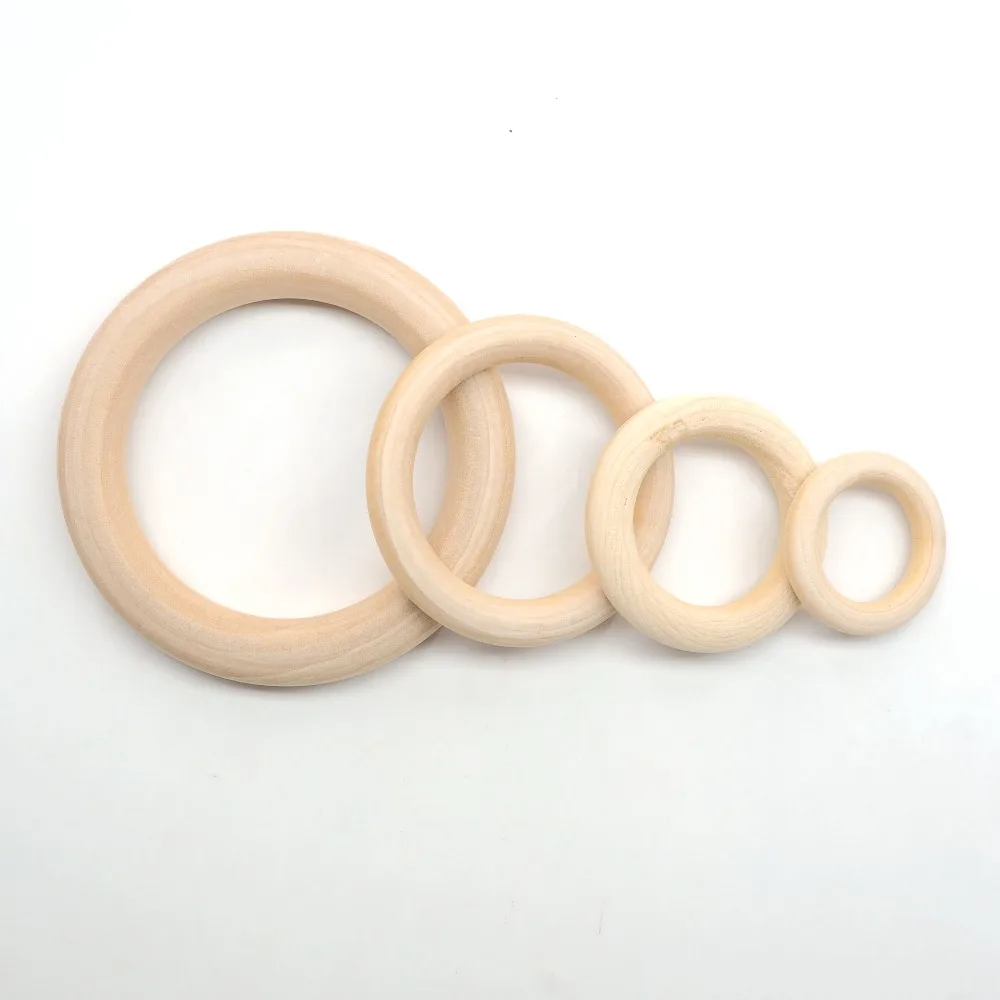 Chenkai 40mm/55mm/70mm/55mm Natural Unfinished Wood Rings Wooden Teethers For DIY Baby Necklace Bracelet Accessories