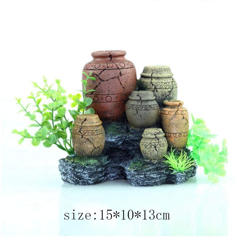 Fish Tank Aquarium Accessories Decorative Resin Jars Water Plants Aquarium Beautification Rockery Fish Tank Landscaping Crafts