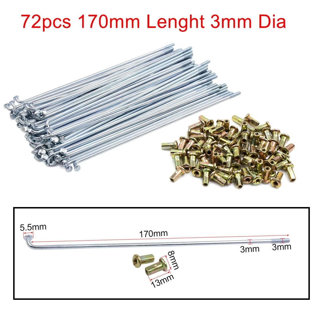 Variant: 72pcs 170mm 3mm Dia