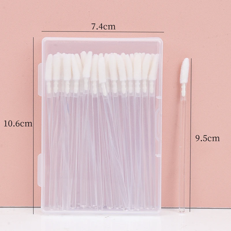 50pcs Disposable Lip Makeup Brush Lipstick Applicator Eyebrow Micro Brushes Crystal Handle Lash Extension Microbrush Beauty Tool