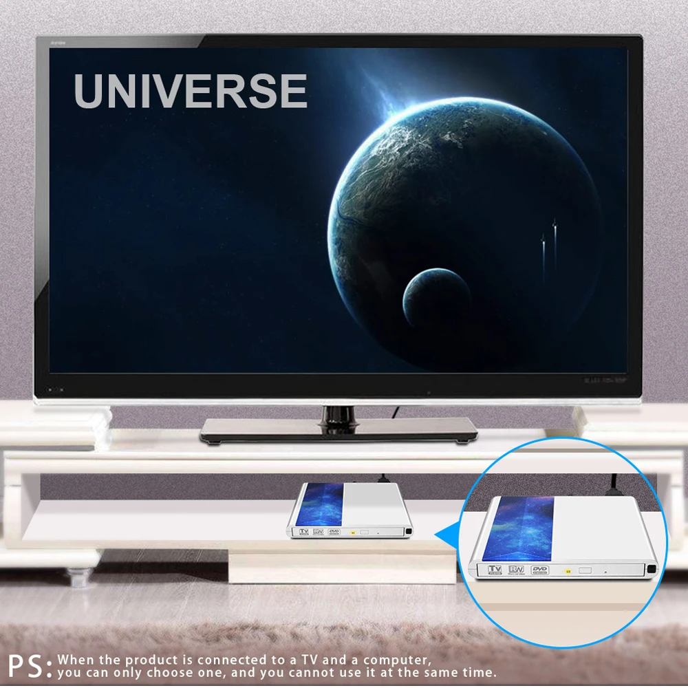 Deepfox-unidad de DVD externa, compatible con conexión de TV con USB 3,0 y Control remoto de interfaz tipo C