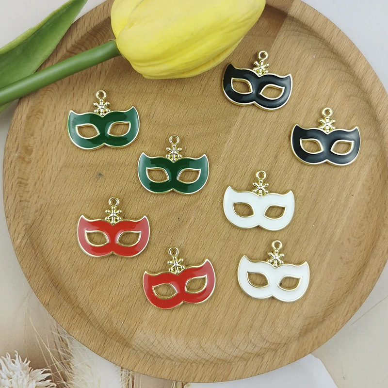 10pcs Alloy Enamel Charms Party Mask Masquerade Mardi Gras 20*25mm Pendant Crafts Making Findings Handmade Jewelry