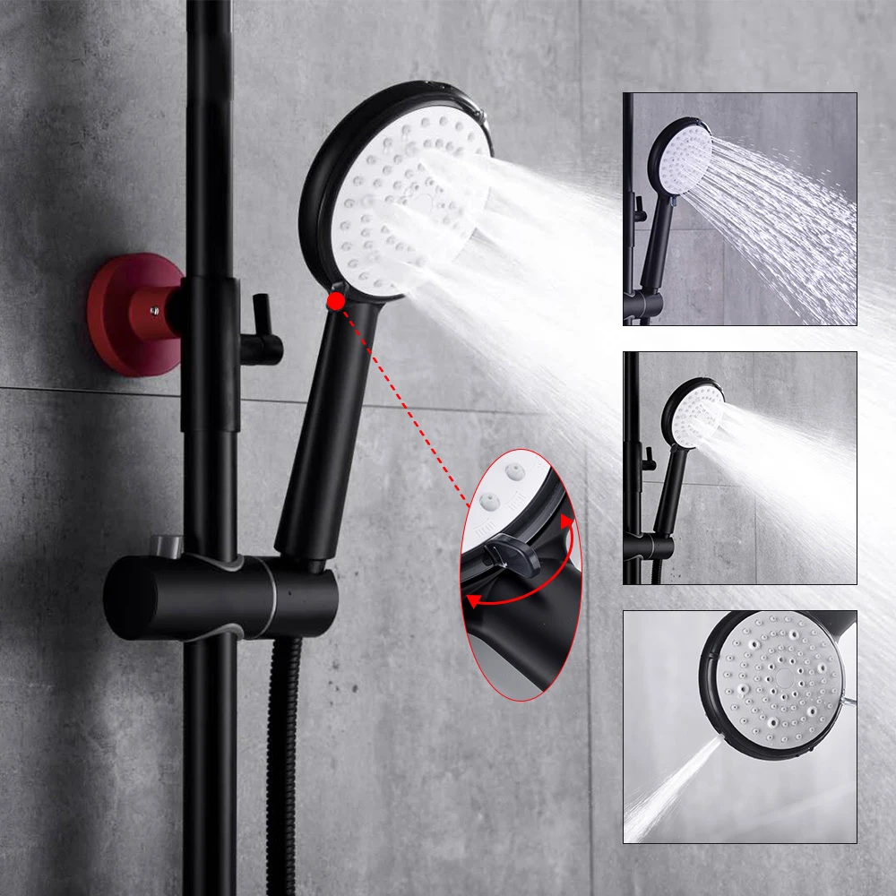 Rode Badkamer Douche Set Van Mode Rood Zwart Badkamer Douche Systeem Messing Bad Kranen Regendouche Rode Douche Set