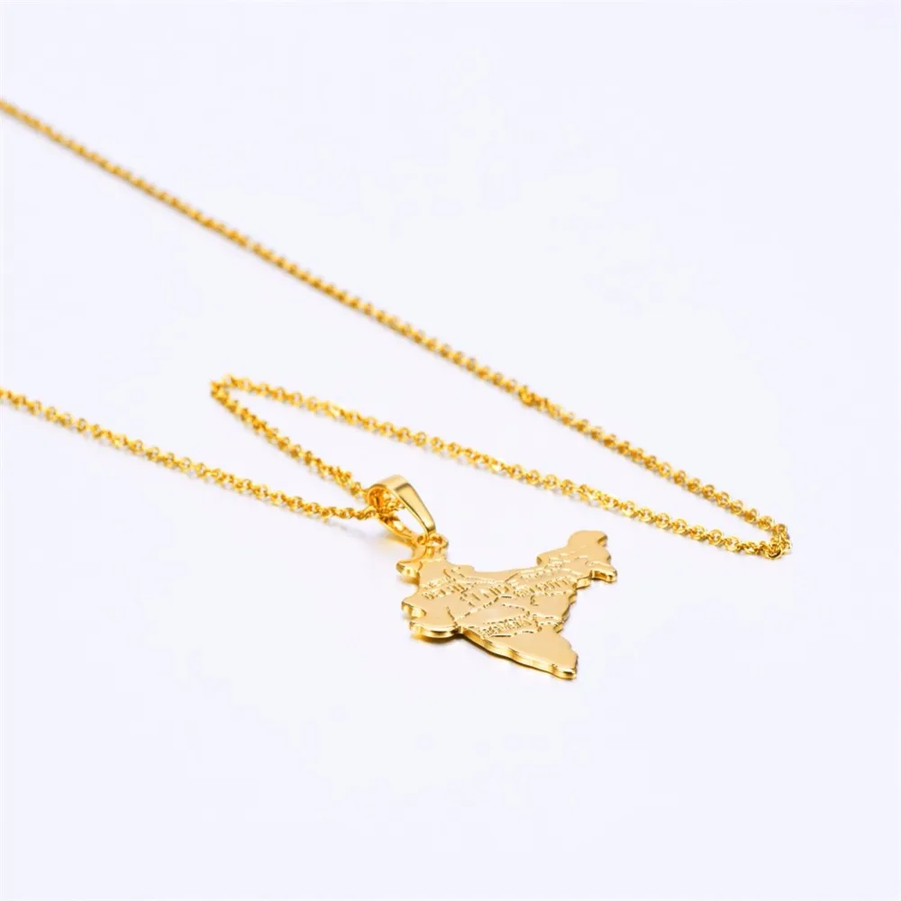 ChainsPro Indian Maps Jewelry Men Hindu Pendants Map Gift Gold Color The Republic of India Necklaces Women P645