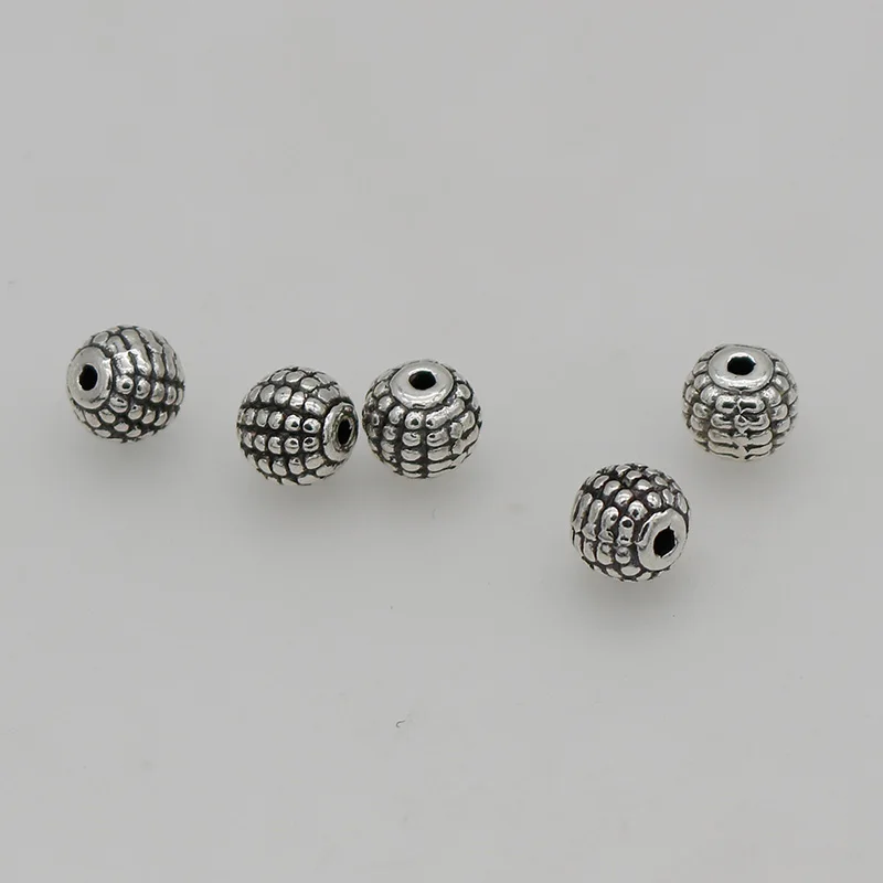 30pcs/lot Retro Antique Silver Color Dots Round Loose Beads 8.5mm Manual Metal Prayer Yoga Spacer Beads DIY Jewelry Accessories