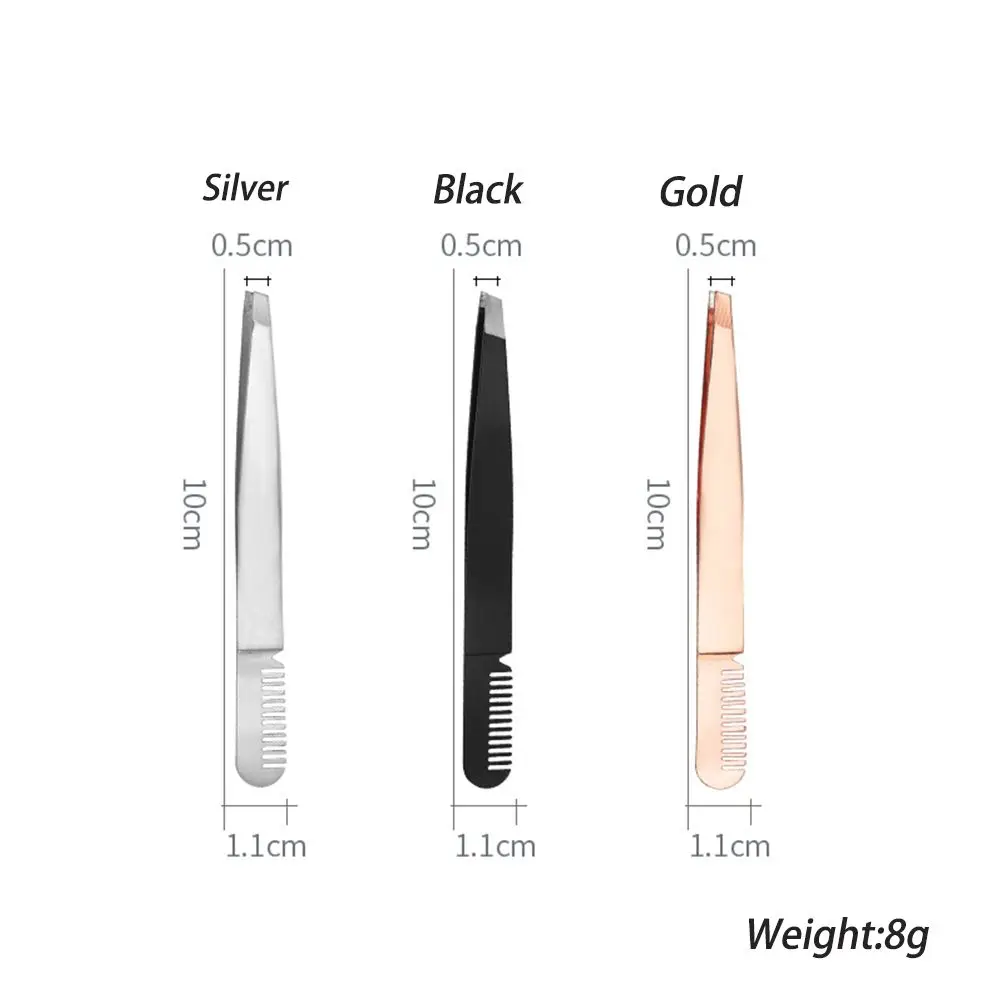 Stainless Steel Eyelashes Extension Tweezer Eyebrow Tweezer with Eyebrow Brush Comb Nail Rhinestones Picker Multifunctional Tool