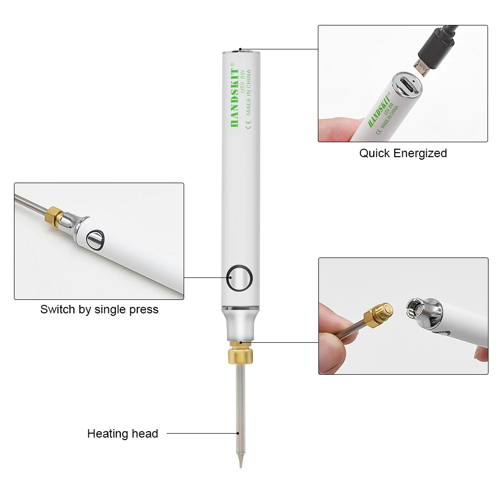 USB Portable Mini Electric  Charging  Soldering Iron Outdoor Aerial Work 5V 8W adjustable Temperature Kit