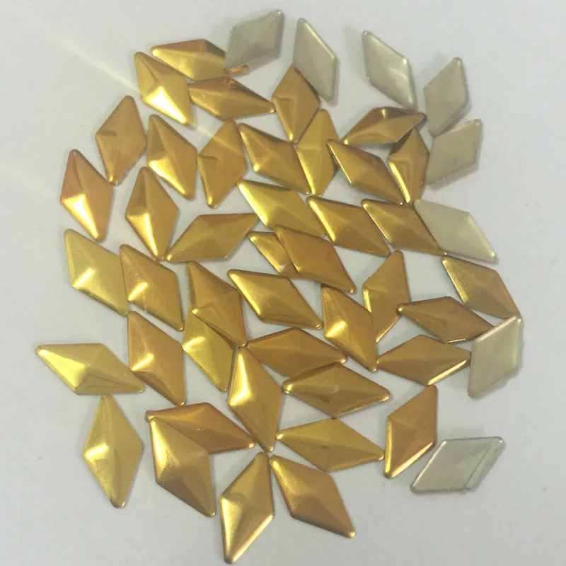 1440pcs 4*8mm Gold Lozenge /Rhombus Shape Studs Flat Back Hotfix iron colorful Rhinestuds FlatBack Heat Transfer For DIY