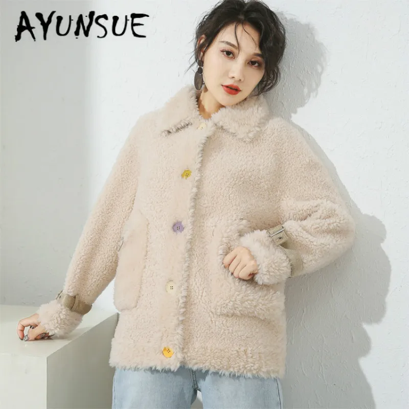 

Sheep Shearing Real Fur Coat 100% Wool Jacket Women Clothes 2020 Autumn Winter Coat Women Korean Fashion Fur Tops 19037 YY2082