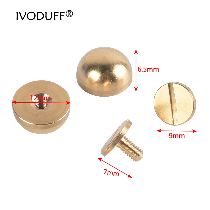 Round shape Solid Brass Material Bag Feet, 12mm Round Purse Feet Stud For Bag Making