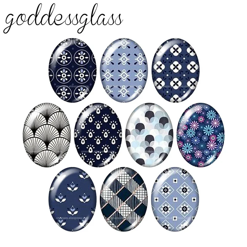 New Beauty Colorful Patterns Lines 10pcs mixed 13x18mm/18x25mm/30x40mm Oval photo glass cabochon demo flat back Making findings